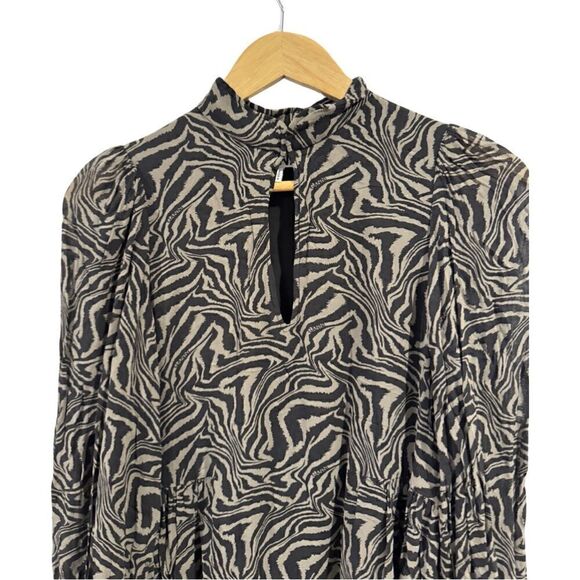 Ganni Gathered printed georgette mini dress Size EU 34 - Picture 6 of 14